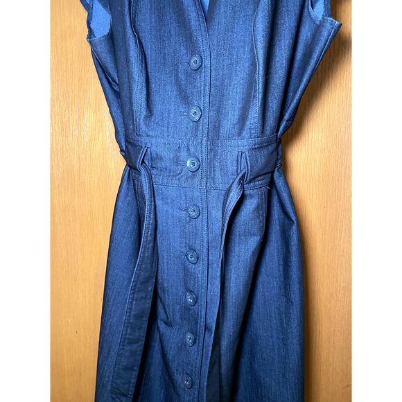 Calvin Klein - Dark Blue Denim Dress with Tie Belt - 12Petite - Picture 7 of 14